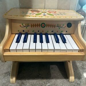 Wooden Kids Toy Piano in Blue & Natural